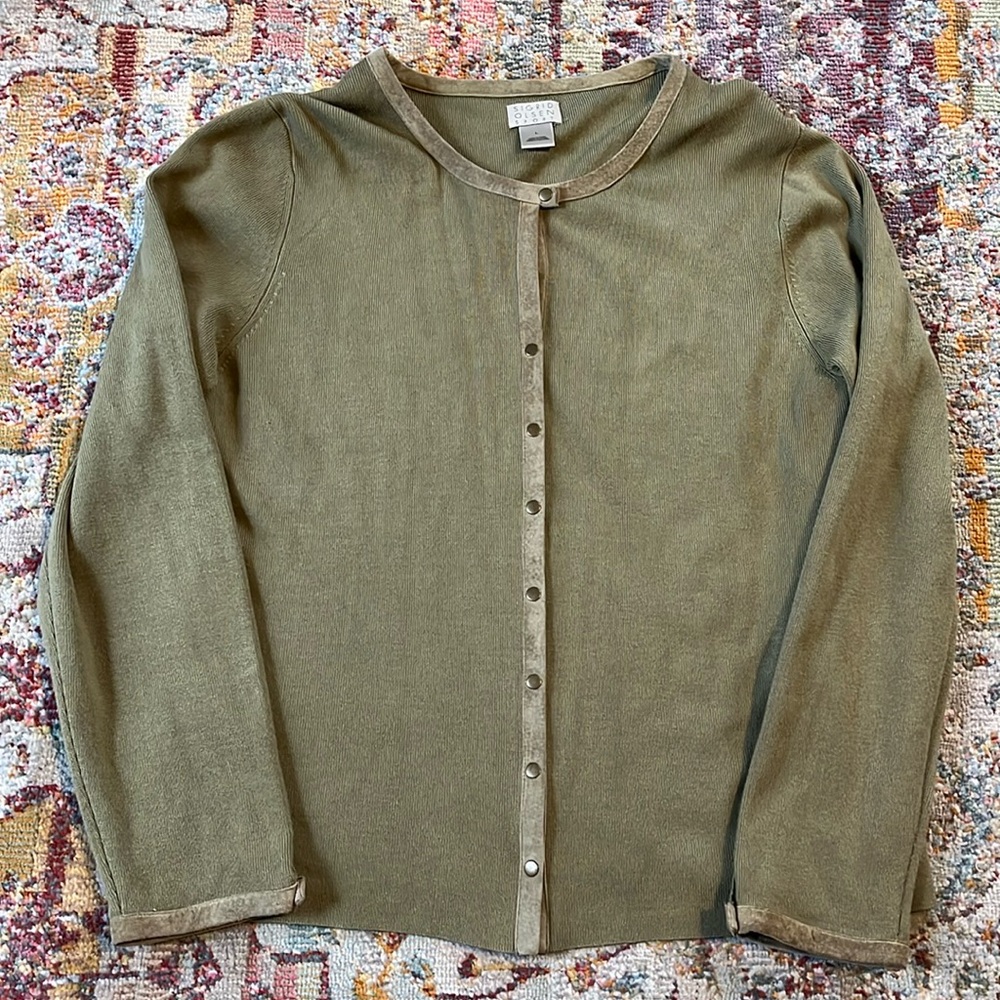 Sigrid Olson Green Leather cardigan